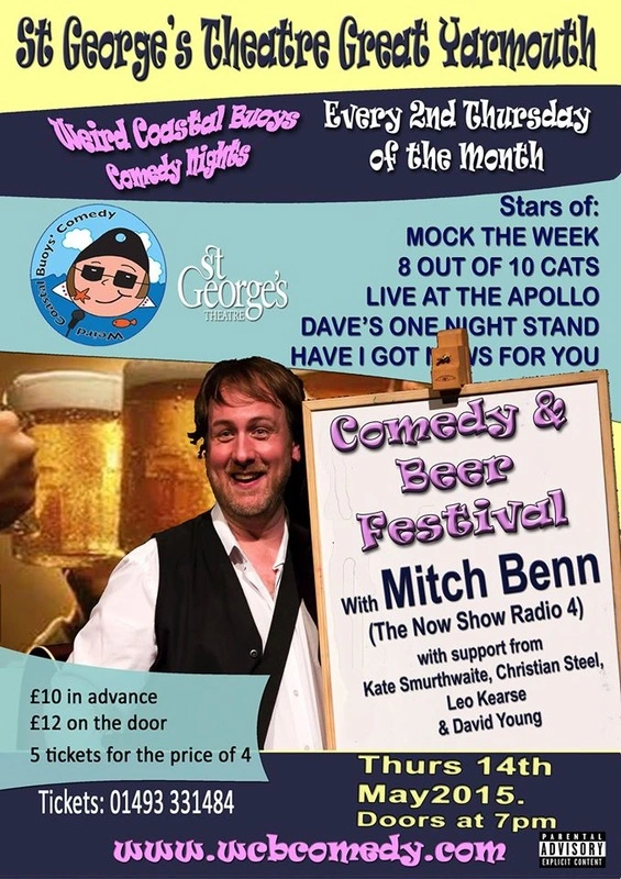 WCB Comedy event poster featuring Mitch Benn