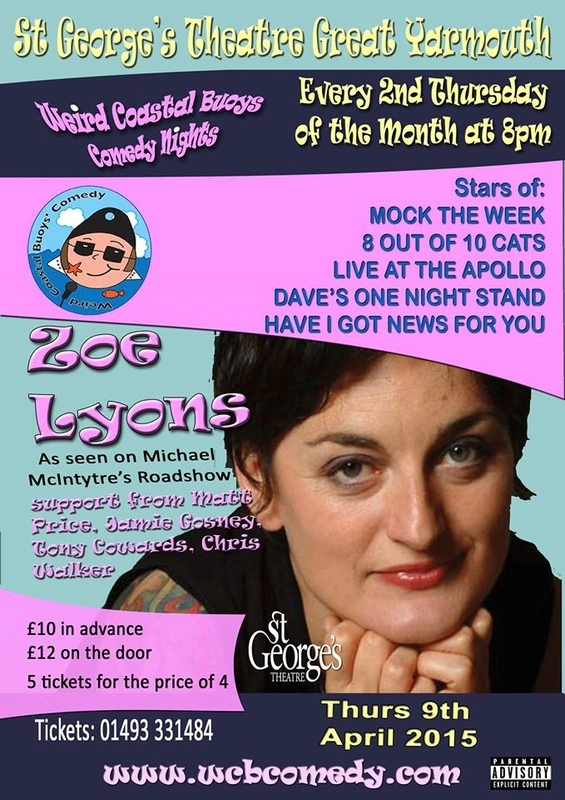 WCB Comedy event poster featuring Zoe Lyons