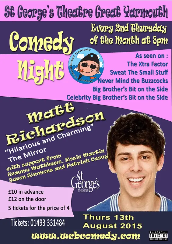 WCB Comedy event poster featuring Matt Richardson