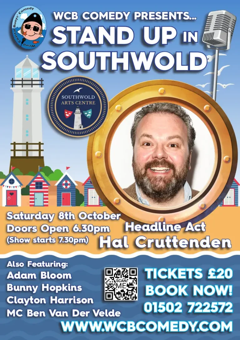 WCB Comedy event poster featuring Hal Cruttenden